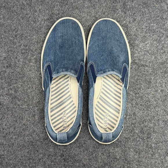 Taos Rubber Soul Slip On Sneakers Women 11 Blue Denim Casual Classic Loafer Shoe - Picture 8 of 12